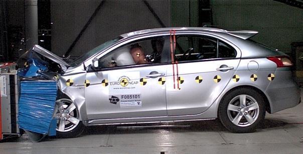 Der Mitsubishi Lancer Sportback erhielt im Crashtest fünf Sterne. Foto: Auto-Reporter/Euro NCAP